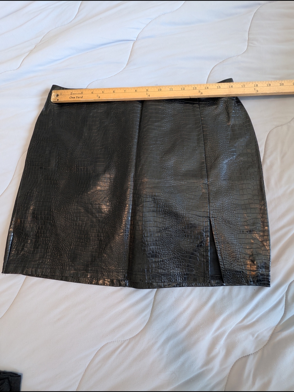 Fashion Nova Black Croc-Embossed Mini Skirt Faux Leather 1XL
